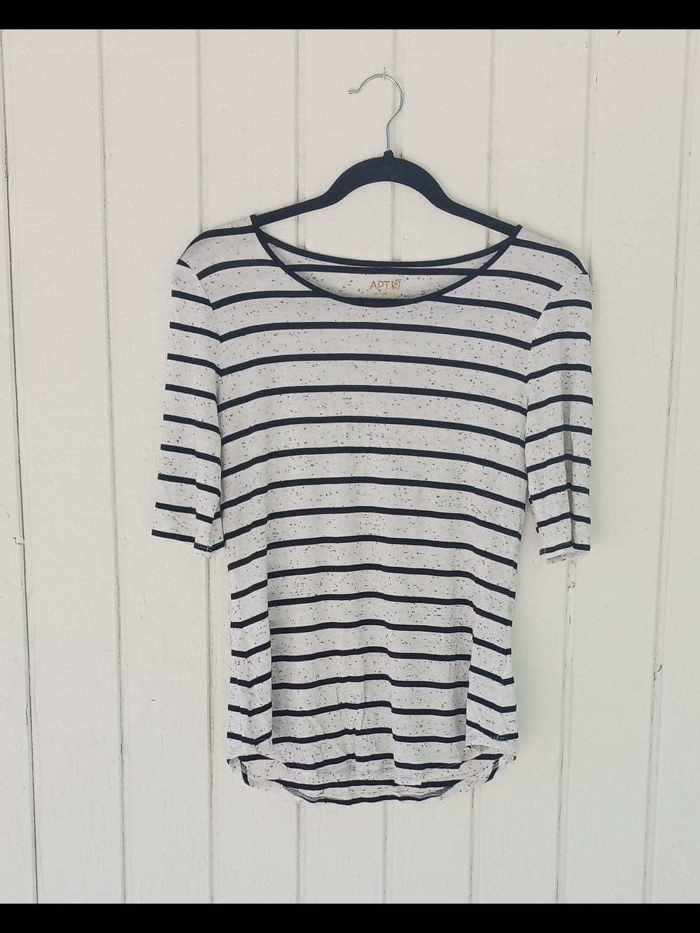 Apt. 9 Striped Scoop Neck Tee - White/Black